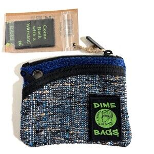 NWT DIME BAGS Zipline Hemp‎ Pouch W Clip, 5” Midnight Blue 2 Pocket